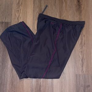 Nike Windbreaker Track Pants Women’s L Black Purple Athletic Dept Striped Swoosh